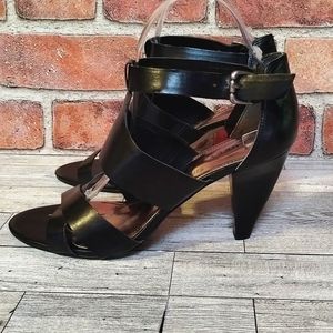 Audrey Brooke Black Strappy Cone Heeled Sandals Size 8 M